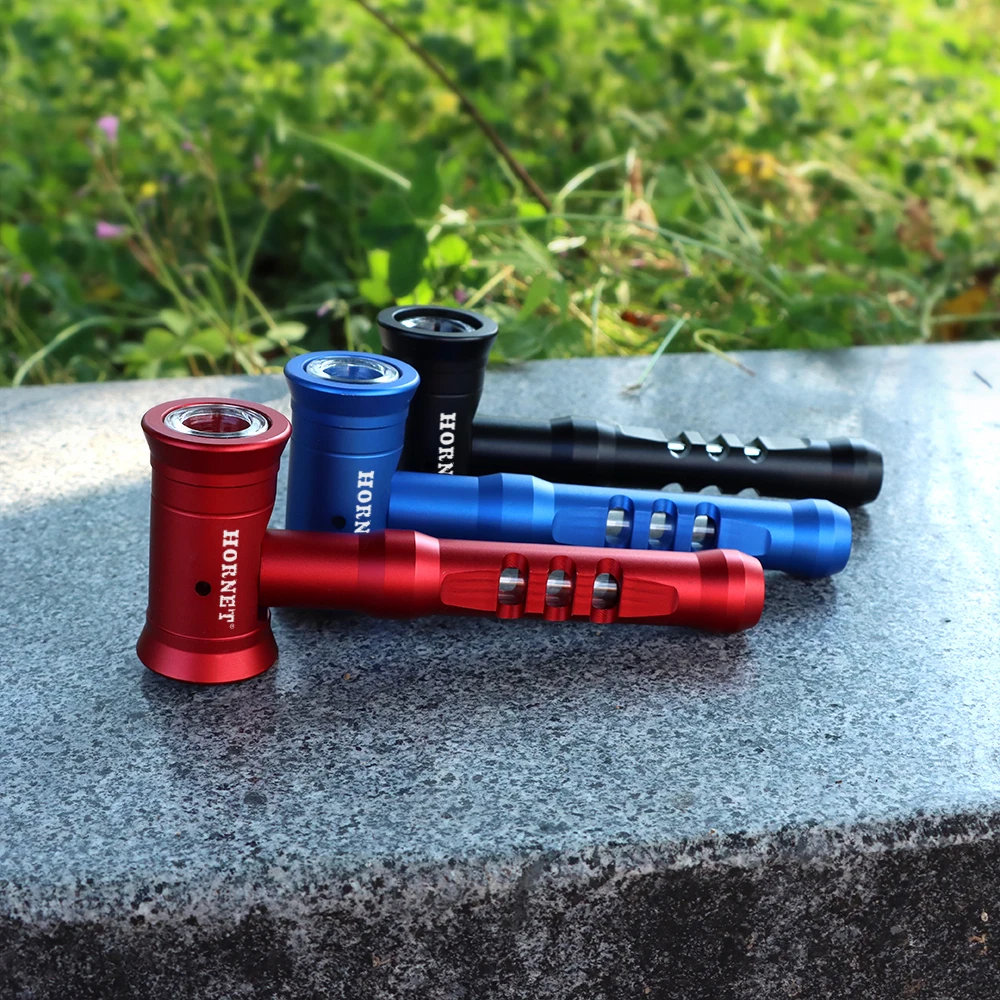 HORNET Hammer Design Metal Smoking Pipe Aircraft Aluminum With Glass Handle Herb Smoke Pipes Accessories | Дом и сад
