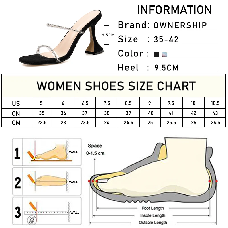 

2021 Women's Sexy Crystal Slippers Ladies Square Toe Cup High Heels Woman Summer Casual Shoe Female Rubber Sole Elegant Footwear
