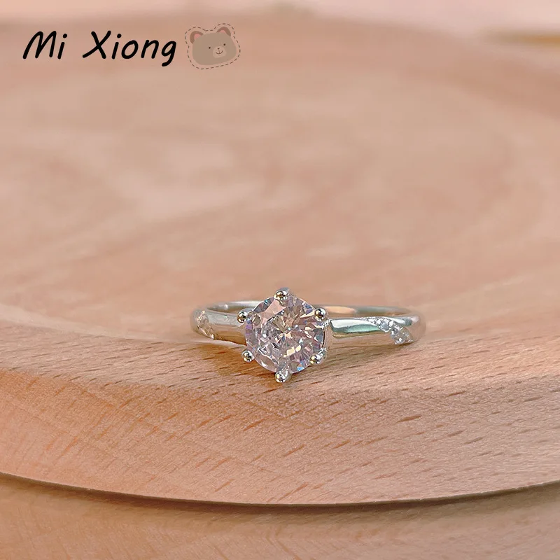 

Mi Xiong 925 Sterling Silver Ring for Women Luxury Carat Diamond Fine Jewelry Elegant Wedding Engagement Romantic Classic Trendy