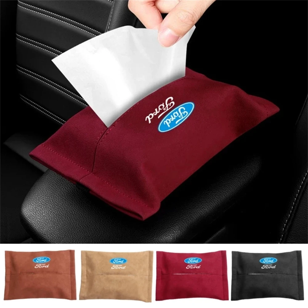 

Car Interior Storage Hanging Bag Car Suede Furs Tissue Box Tissue For Ford Fiesta Focus Ranger Transit
