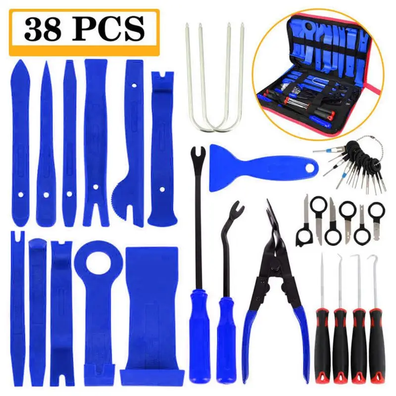 

38PCS Professional Car Interior Door Disassembly Dash Auto Radio Removal Pry Tools Set Car Panel Removal Tools