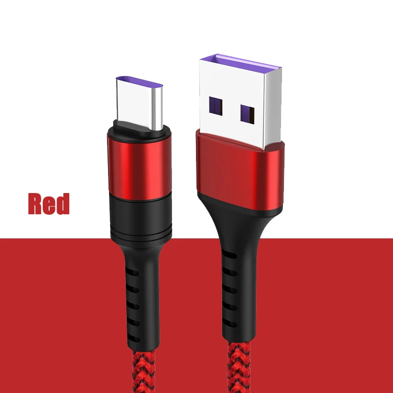 Nylon Red Supercharge usb type C кабель для huawei P30 P20 Lite Xiaomi Mi 9 Quick Charge 3,0 usb type C зарядный кабель для samsung S8 S10 9 - Цвет: Nylon Red