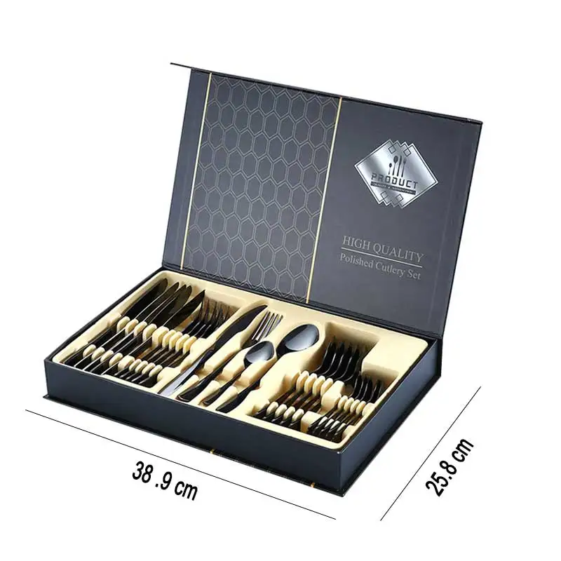 

24 PCS Dinner Set Non-fading Dinnerware Stainless Steel Cutlery Set Colorful Hotel Party Kitchen Flatware Set With Utensil Case