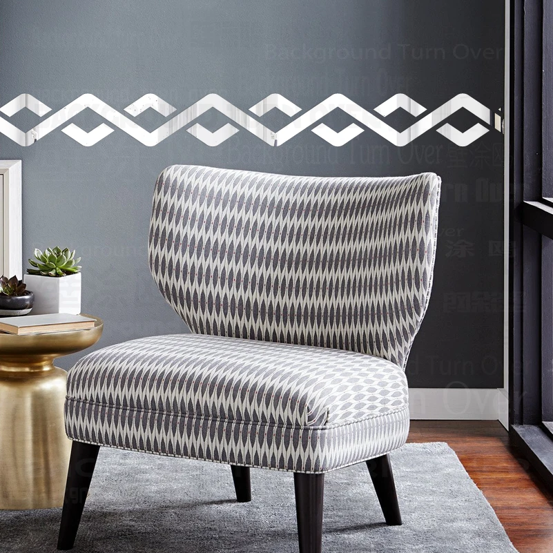 

4 комплекта зеркальных наклеек s, декоративные украшения для комнаты, 3D длинные зеркальные настенные клейкие бумажные разделители Listello, вол...