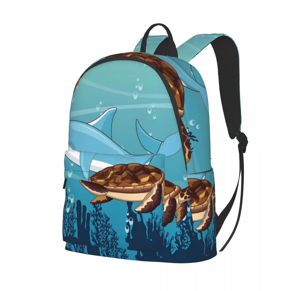 

Fashion Backpack Dolphin Turtle Swimming Together Unisex Backpack Shoulder Bag School Bag Bookbag for Teenagers