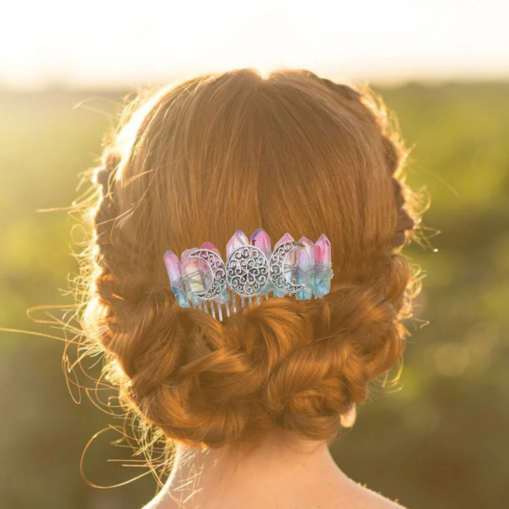 

1Pc Hair Comb DIY Beautiful Headwear Three-Moon Pattern Hair Decor