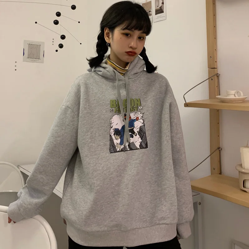 Сказочный свитер женский свободный корейский стиль бойфренд плюс бархатный