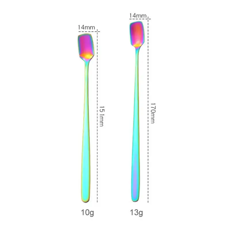 

304 Stainless Steel Coffee Spoon Mixing Spoon Creative Long Handle Thicken Short Handle Square Head Spoon For Kitchen Accessori