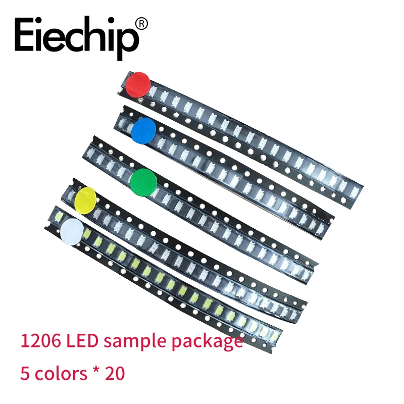 

100pcs/lot led diode red yellow blue green white LED 3MM 5MM SMD LED 0603 0805 1206 1210 5050 5730 5 value x20pcs DIY led kit