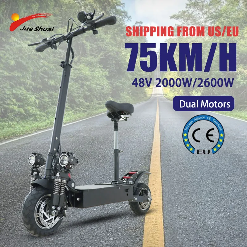 ЕС наличии Dual Drive 2000 Вт для взрослых Электрический самокат с сиденьем складной 10