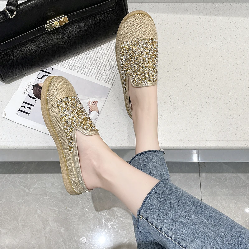

Low Shoes Slippers Flat Slipers Women Slides Cover Toe Jelly Flip Flops 2021 Glitter Scandals Crystal Basic Fisherman PU TPR