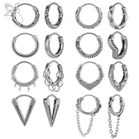 zs 1 pair gothic punk stainless steel hoop earrings for men hip hop rock vintage circle earrings bohemian ear piercing jewelry