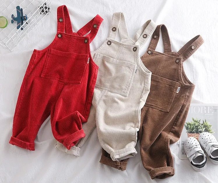 

80-100cm height new 2019 autumn baby boys corduroy overall fashion style kids overalls children pant