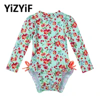 yizyif infant baby girls swimsuit floral toddler beach wear baby girls floral printed back zipper swimwear summer bathing suit