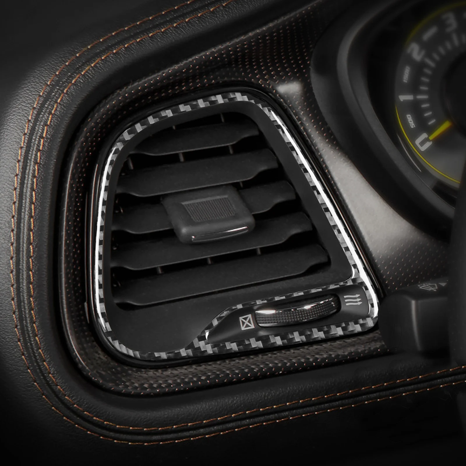 

Carbon Fiber Left and Right Air Outlet Sticker Anti-wear Control Panel Vent Trim Cover Protector for Dodge Challenger 2015-up