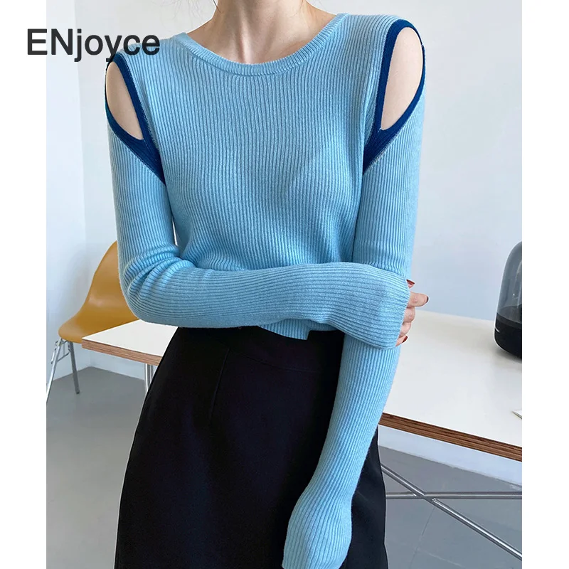 

Vintage Hollow Off-shoulder Sexy Slim Knitted Sweaters Women Elastic Pullover Ladies Casual Sweater Knitting Tops Spring Fall