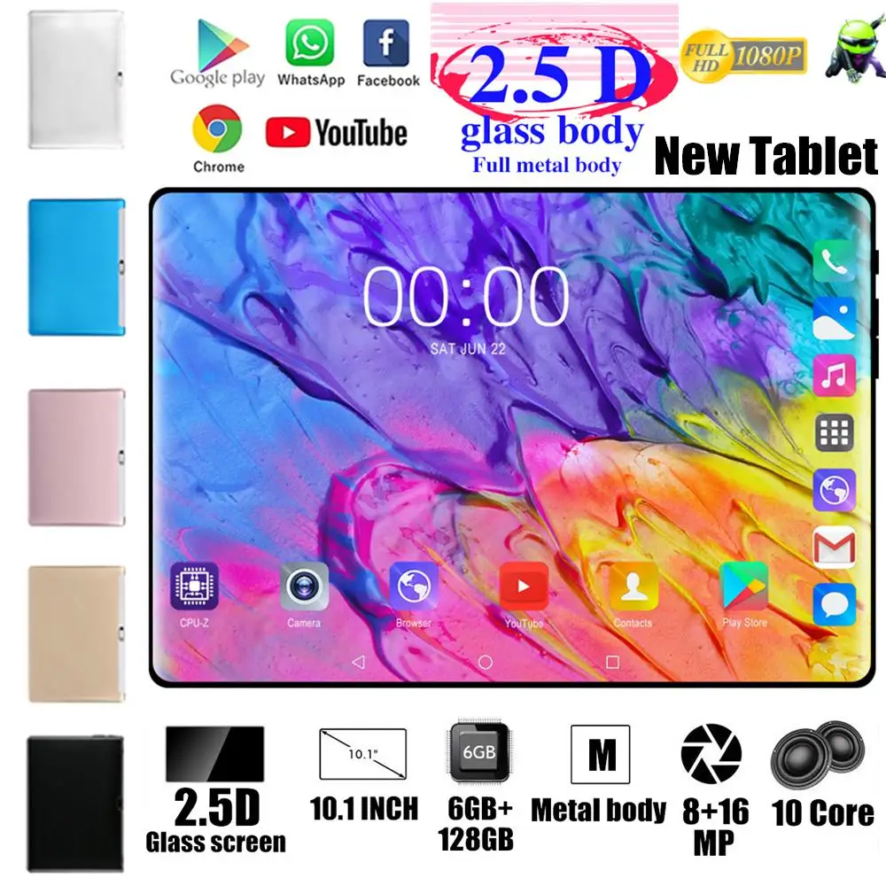 

(Free Shipping) 2022 New 10.1 Inch Tablets Game Tablets Pad 4G-LTE Android 9.0 Bluetooth PC 6G + 128GB Dual SIM Kids Tablet