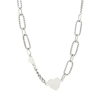 fashion simple love heart necklace for women vintage thai silver short clavicle chain party jewelry