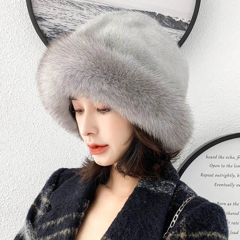 Winter Ladies High-end Fashion Mink Fur Hats Natural 100% Fur Fur Hat Fashion Fluffy Ladies Real Fur Toe Cap Fur Hats