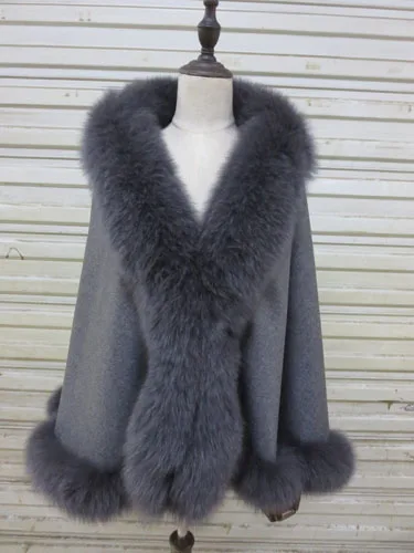 Женская зимняя накидка из натурального кашемира полукруглая пончо с воротником