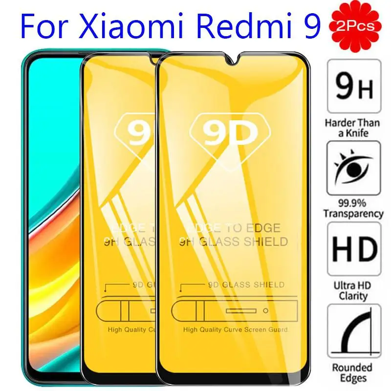 2 предмета в комплекте полный крышка для Xiaomi Redmi 9 защитное стекло на Xiomi Note Размеры