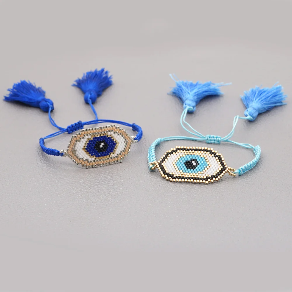 

Go2boho Evil Eye Bracelet For Women Adjustable Rope Jewelry 2021 Trendy Tassel Jewellery Handmade Miyuki Bracelets Wholesale