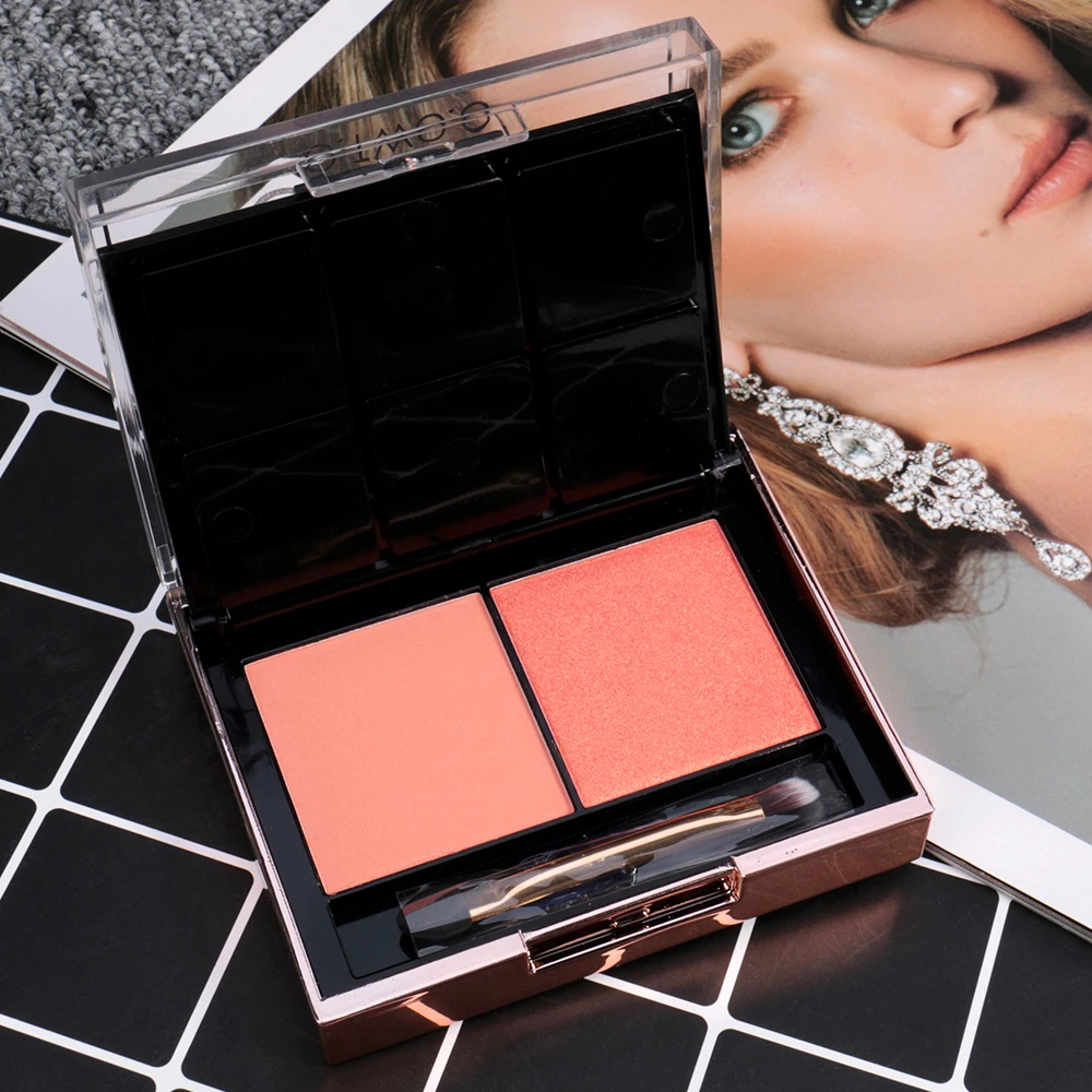 

O.TWO.O 2 In 1 Eyeshadow Palette 6 Color + Blush Powder 2 Color Easy To Wear Pigment Makeup Kit For Daily Use