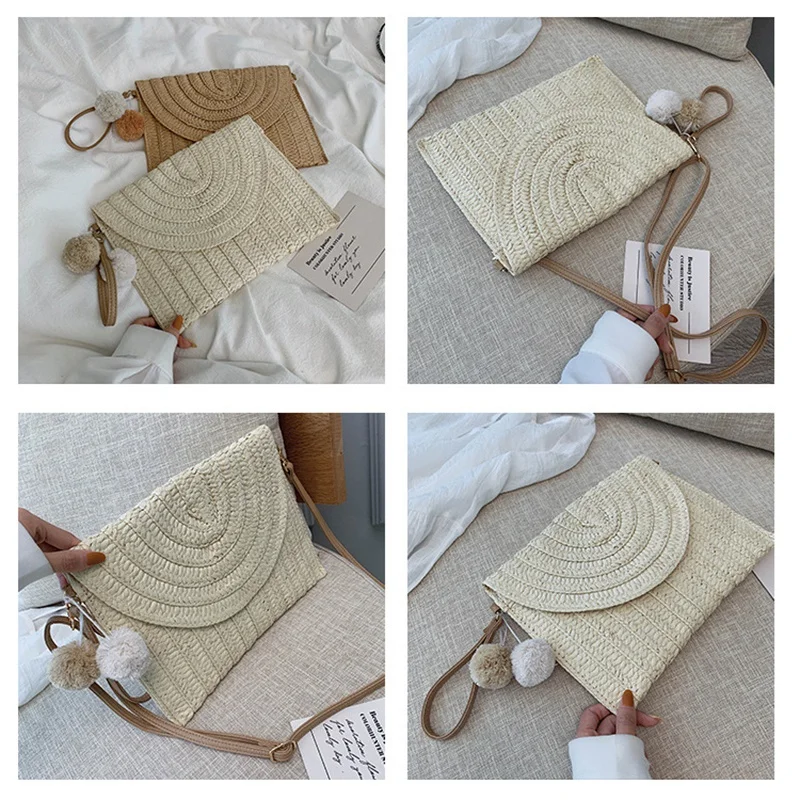 

Straw Clutch Straw Handbag Clutch for Women Summer Beach Straw Woven Envelope Purse Wallet