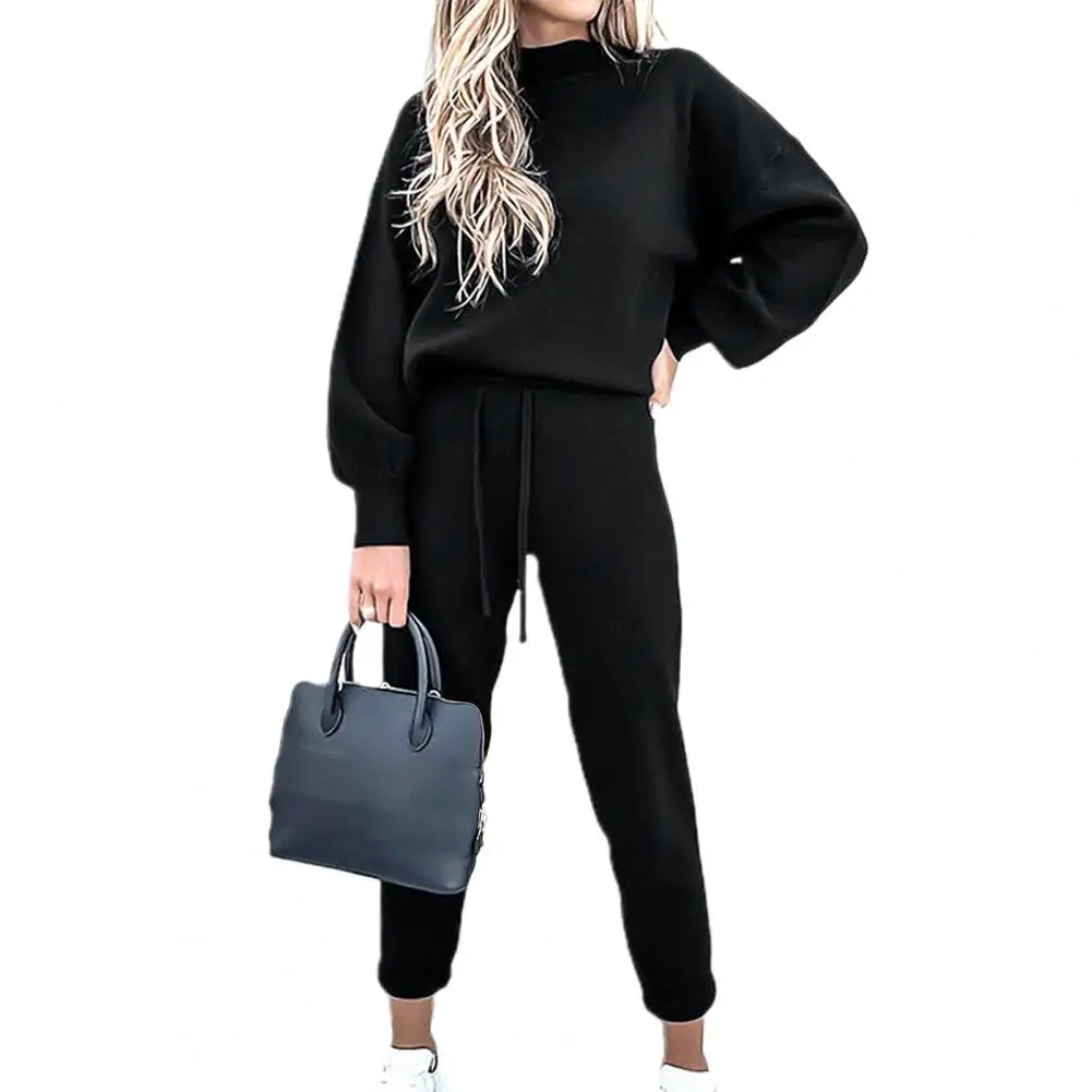 Autumn Winter Women Plush Warm Tracksuit Outfit Long Sleeve Blouse Top Pants