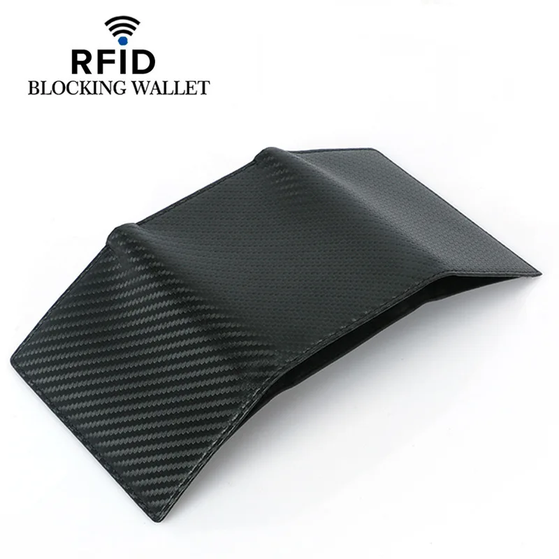 Новый углеродного волокна тонкий кредитной карты держатель для карт RFID три раза