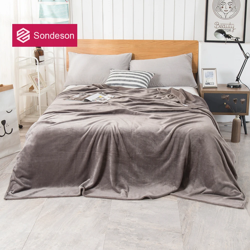

Sondeson Modern Color Warm Coral Fleece Blanket Soft Sheet Bedspread Sofa Throw Light Thin Mechanical Wash Flannel Blanket