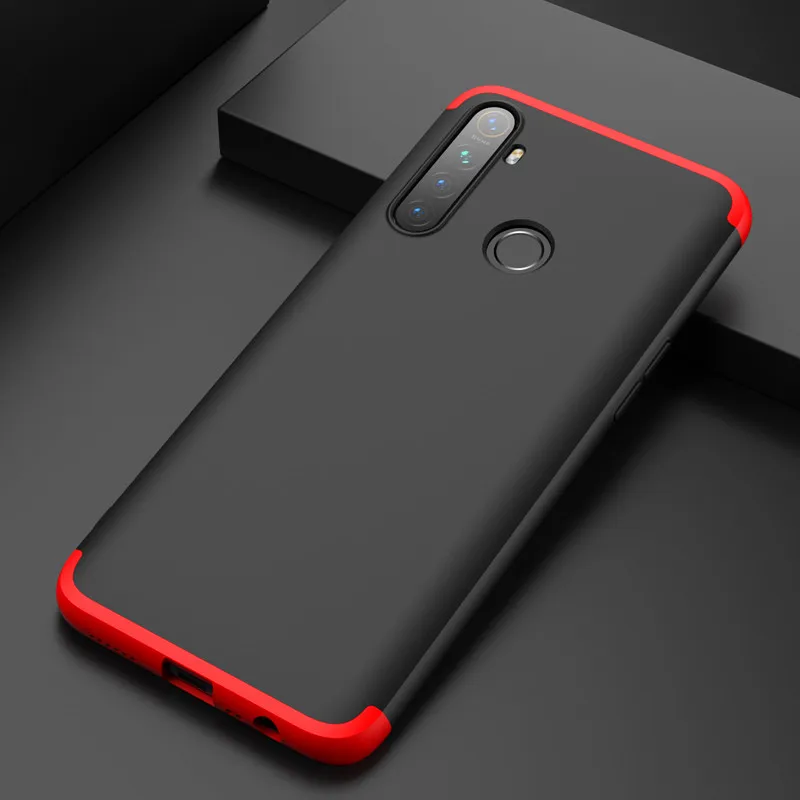 Цветной чехол Oppo Realme 5 Pro с полным покрытием на 360 градусов ударопрочный матовый