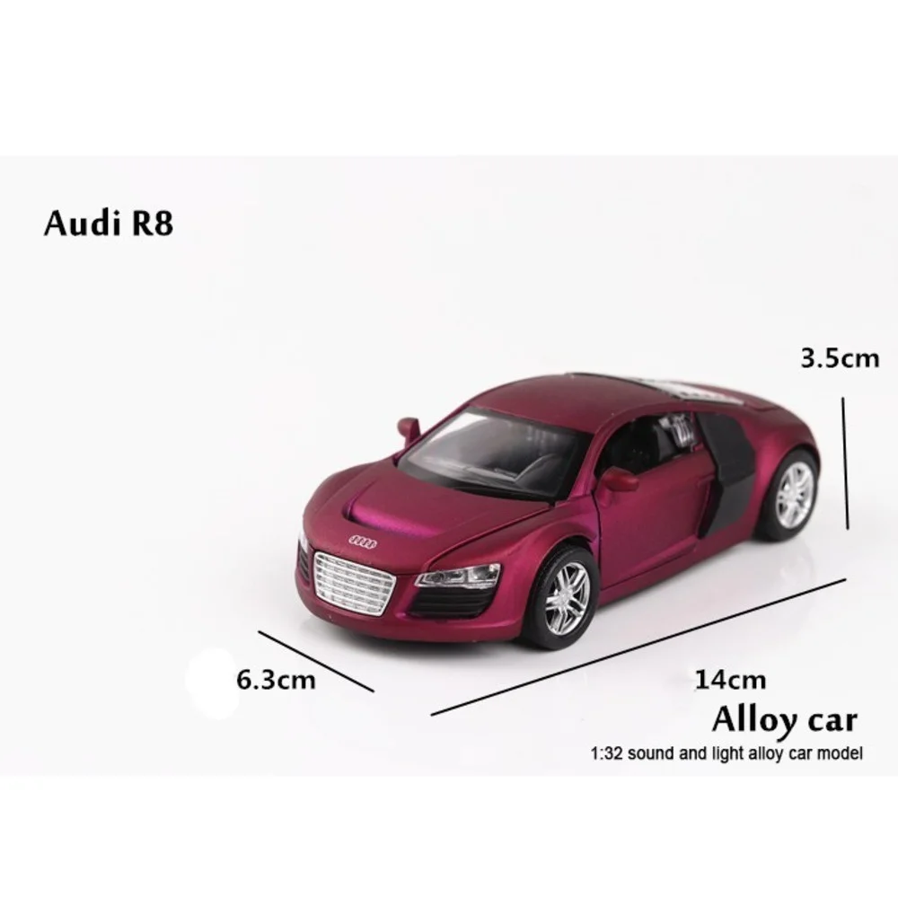 1:32 R8 Alloy Sport Car Model Diecast High Simulation Metal Cool Purple Toy With Sound And Light Cars For Children | Игрушки и хобби