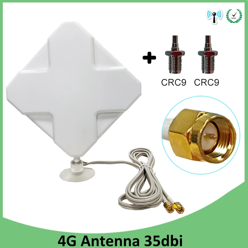 Антенна Grandwisdom 3G, 4G LTE, 35 дБи, разъем SMA, антенна 698-960/1700-2700 МГц, IOT, магнитное основание, 3 м, прозрачная присоска