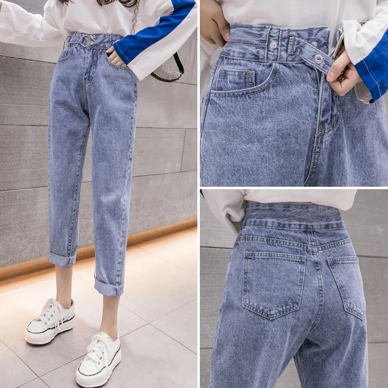 

2020 Show thin film spring new han edition of tall waist straight, "torre turnip pants nine points haroun pants jeans are female