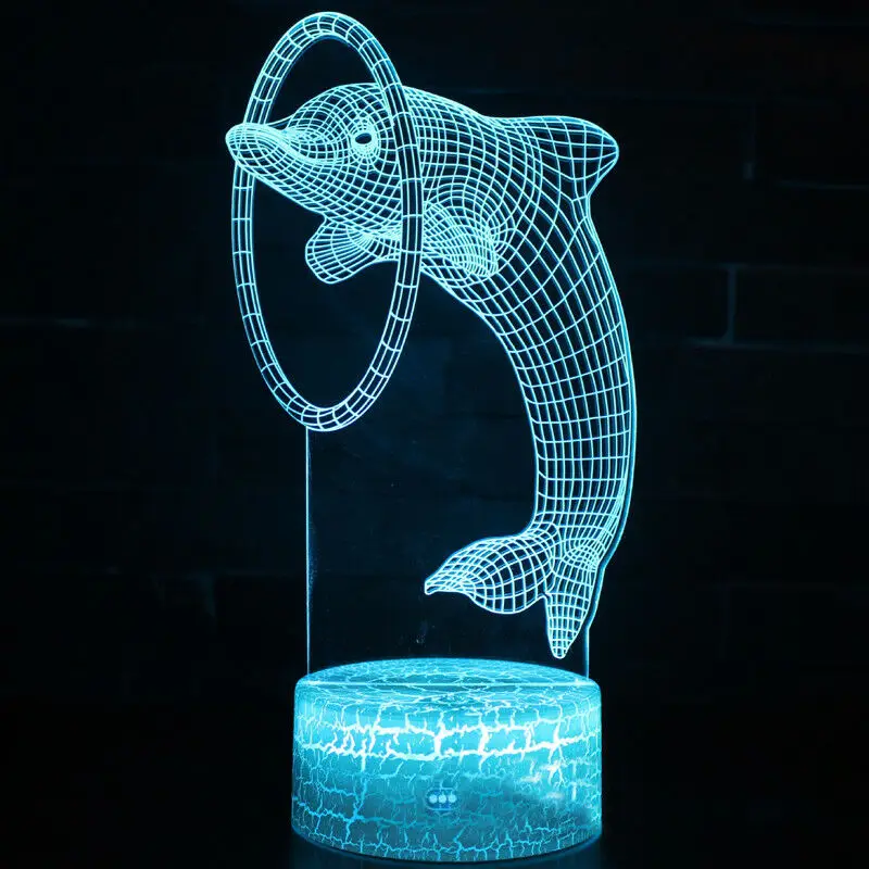 

3D Dolphin LED Night Light Color Changing Lamp Bedroom Touch Control Gift Decor