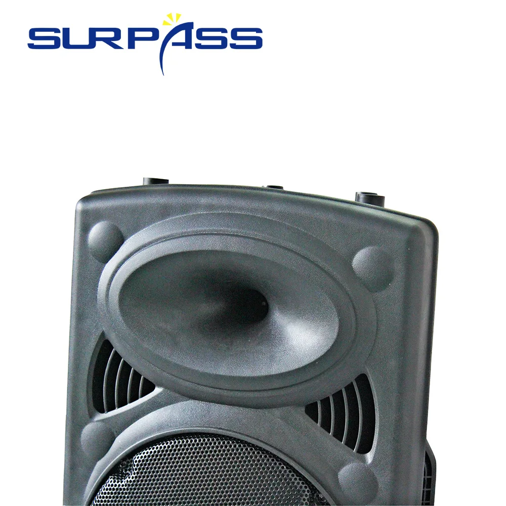 구매 휴대용 사운드 앰프 15 인치 블루투스 가라오케 스피커, 무선 마이크 세트 야외 트롤리 배터리 Tv 고출력