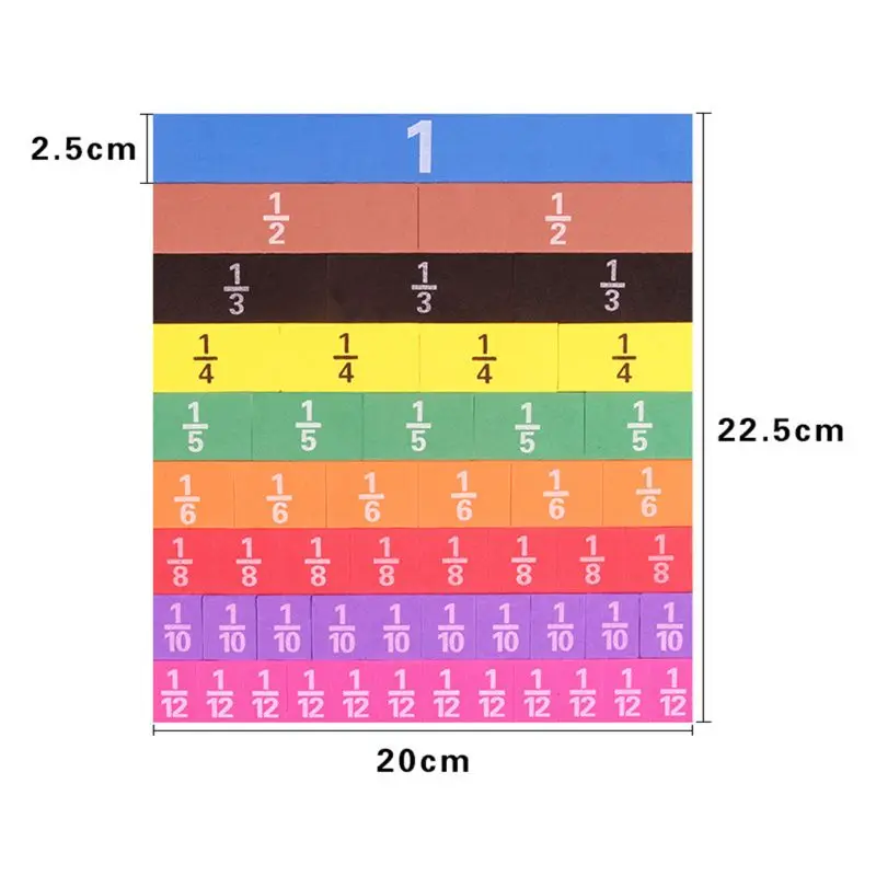 

Magnetic Rainbow Fraction Tiles Math Toy Montessori Learning Educational Toys