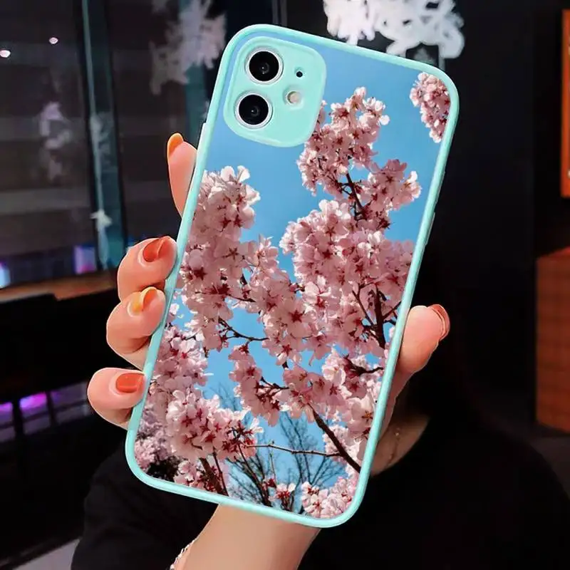 

Flower beautiful landscape Phone Cases Matte transparent For blue iPhone 12 Mini 11 Pro XR XS Max 7 8 Plus X Back Cover