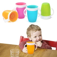 360 baby cups can be rotated with double handle flip lid leakproof magic cup baby learning drinking cup child water cup 240ml
