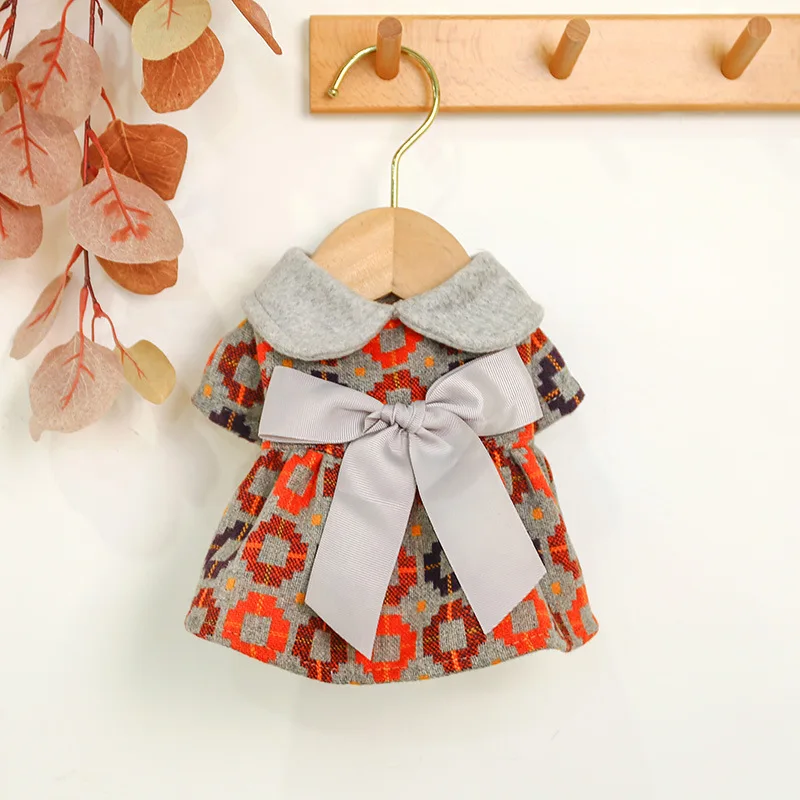 Новый стиль платья для собак с большим бантом Декор осень зима маленький щенок