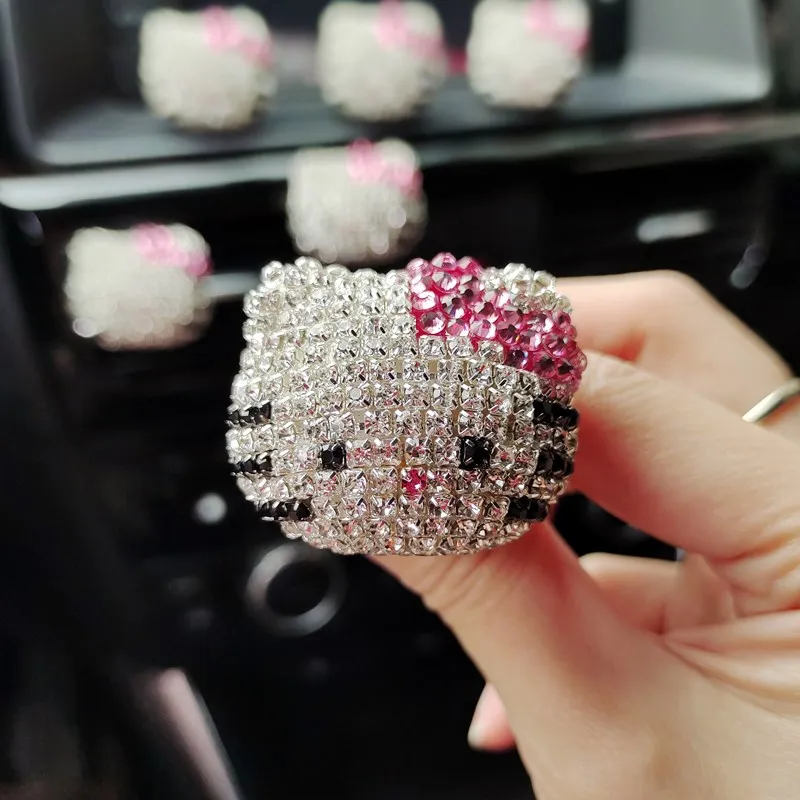 

Diamond Hello TK Cat KT Car Air Freshener Luxury Crystal Car Air Vent Clip Women Perfume Clip Auto Accessories for Girls Car