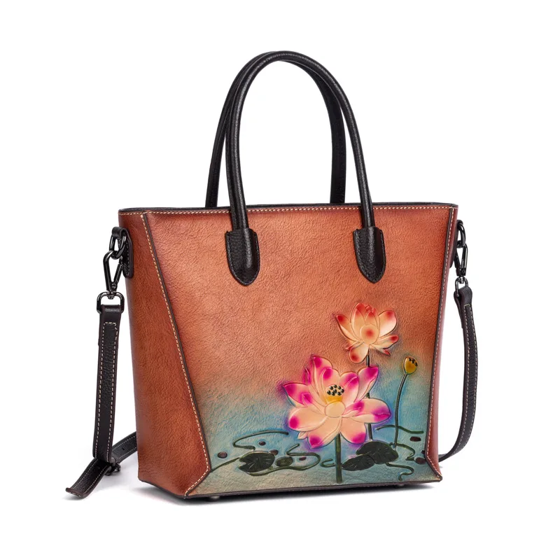 floral women handbag genuine leather bag new luxury handbags women bags designer real leather handbag chinese style shoulder bag