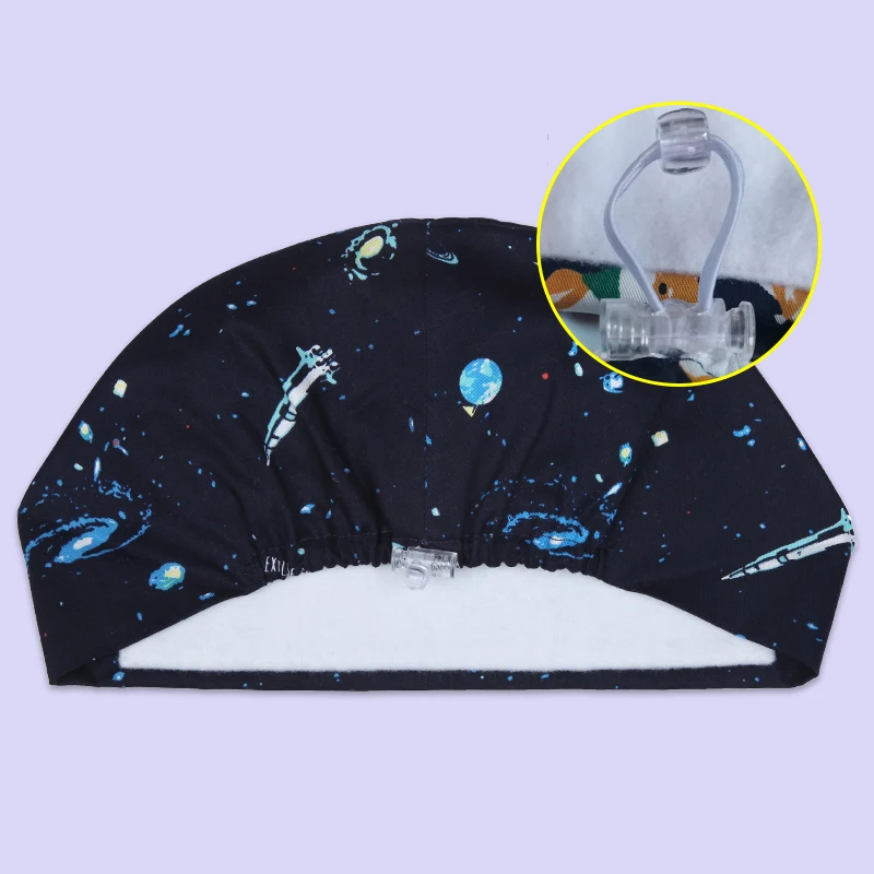 

New Universe Men Scrub Caps Nurse Dental Print Scrubs Hat 100% Cotton Navy Dust Proof Veterinarian Hats Cooking Chef Cap K89