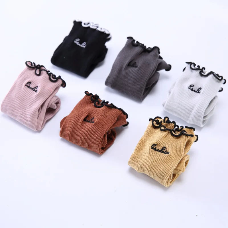 Модные кружевные женские хлопковые носки с вышитыми буквами высококачественные