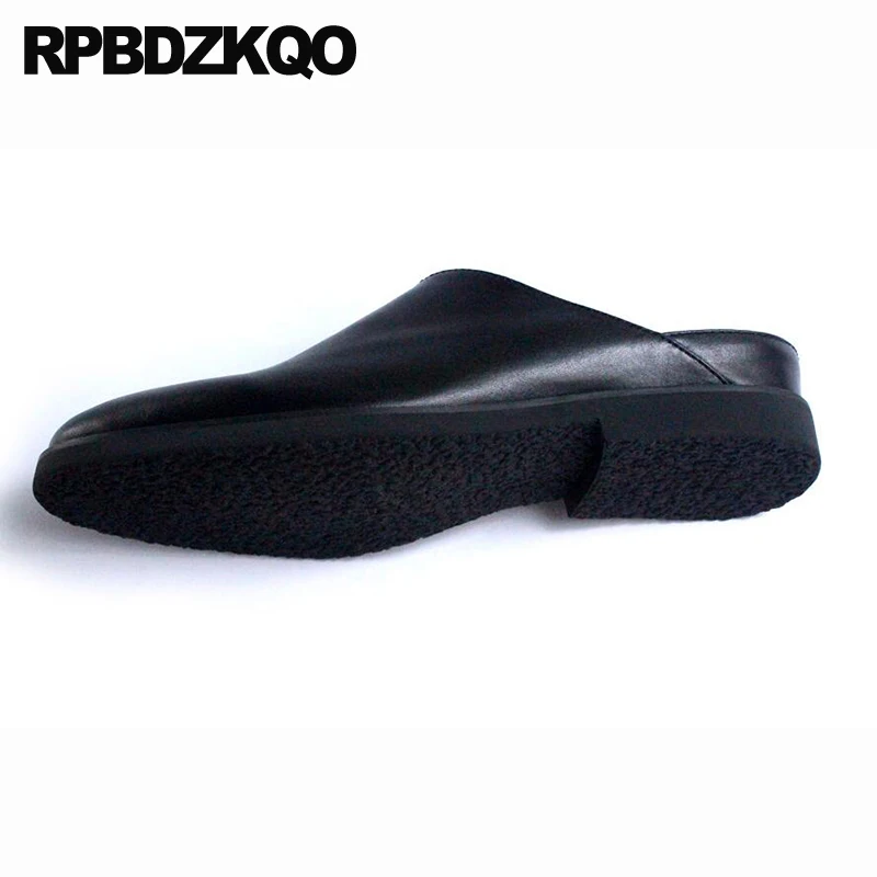 Slides European Big Size Black British Style Sandals Designer Shoes Men Luxury 2021 Real Leather Half Braided Mules Woven Rubber | Обувь