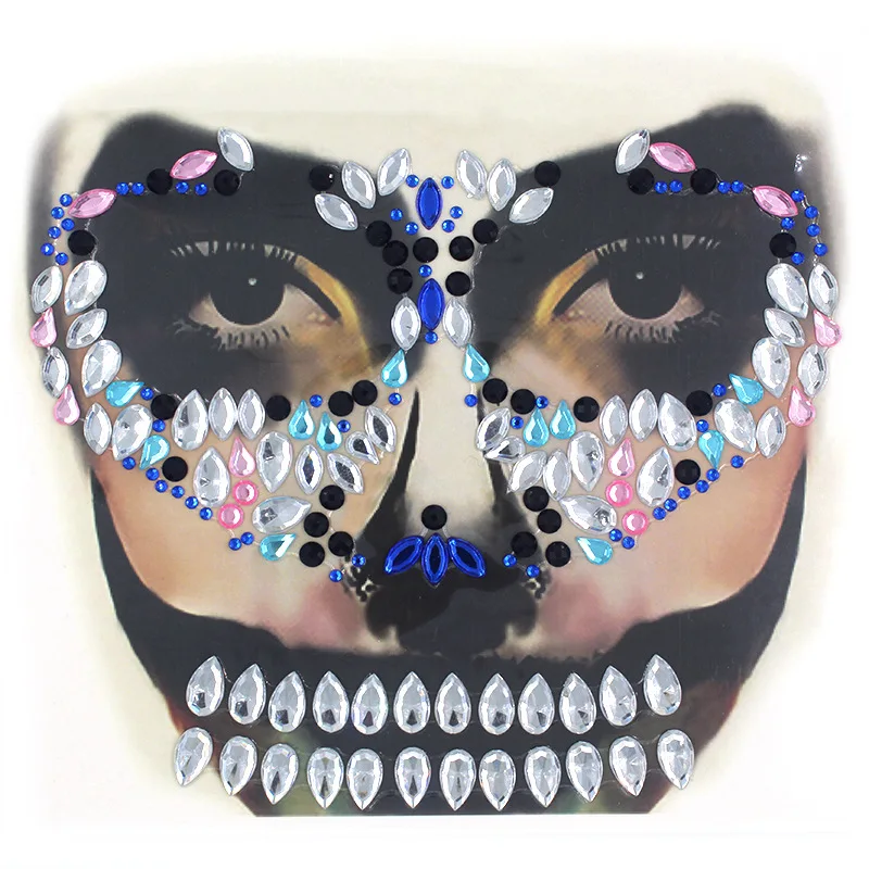 25 Calavera Мексиканская наклейка на лицо с кристаллами светящиеся наклейки на глаза с блестками временные наклейки на тату Украшения для тела музыкальный фестиваль вечерние тату - Цвет: 25