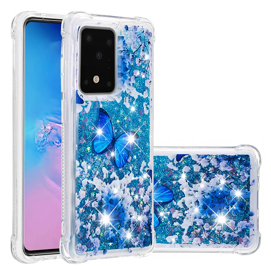 Блестящие динамические быстросохнущие жидкие Чехлы для Samsung Galaxy S20 Ultra S10E S10 S9 S8 Plus