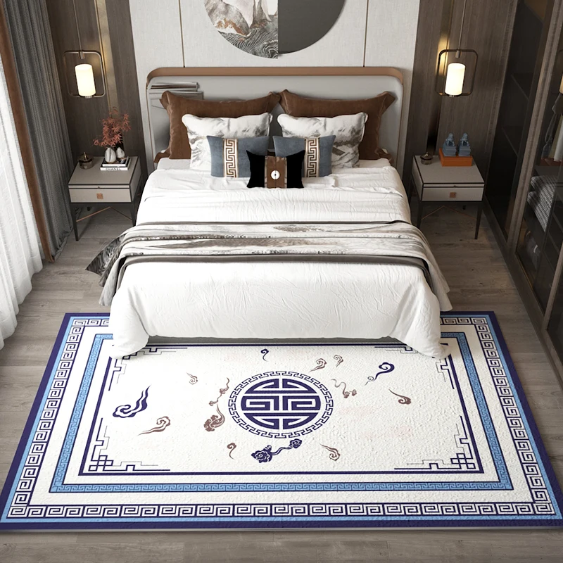 

New Chinese Bedroom Carpet Bedside Blanket Retro Chinese Style Classical Room Bed Mat