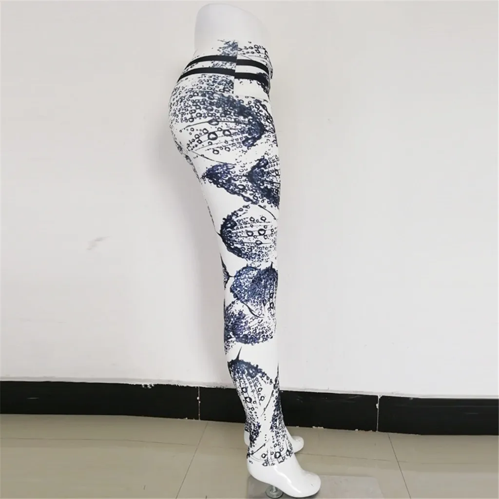 

Ladies Waterdrops Printed High Waist Elastic Skinny Yoga Leggings Sweat-Absorption Cozy Running Fitness Yoga Pants Gym Exercise